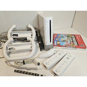 Nintendo Wii Console Bundle – 2 Controllers | 1 Nunchunk | 2 Wheels + 2 Games